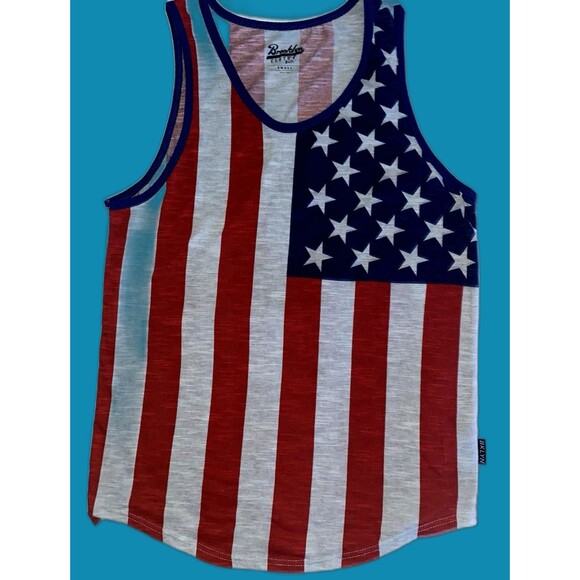 Other - Brooklyn Cloth Mfg Co. Men Tank Top Size Small Grey Stars & Stripes Cotton Blend
